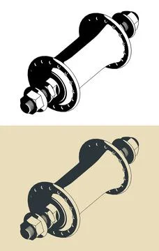 Bicycle front wheel hub Stock-Illustration