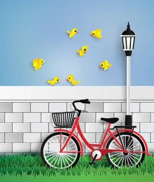 Bicycle in the garden. Stock Illustration