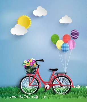 Bicycle in the garden. Stock Illustration