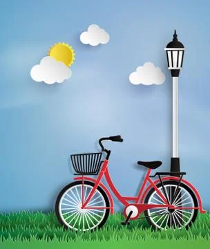 Bicycle in the garden. Stock Illustration