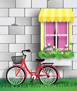 Bicycle in the garden. Stock Illustration