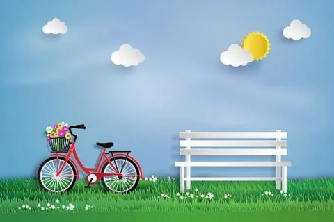 Bicycle in the garden. Stock Illustration