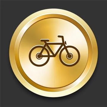 Bicycle on Golden Internet Button Stock Illustration