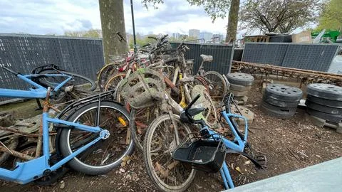 Bicycle graveyards. Stock Photos