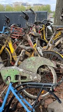 Bicycle graveyards. Stock Photos