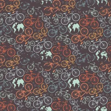 Bicycle grunge pattern Stock Illustration