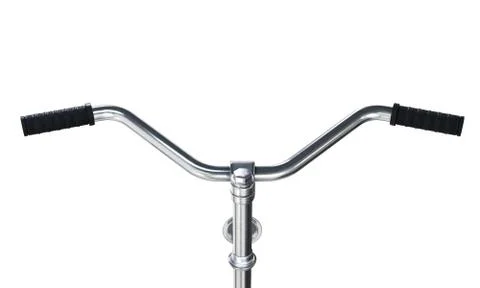 Bicycle handlebars isolated on white background. First person view. 3d render Stock Photos