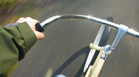 Bicycle Handlebars Point of View Stock Footage 10831997