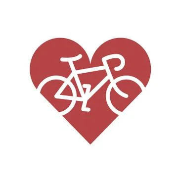Bicycle in heart. Flat icon Stock Illustration