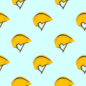 Bicycle helmet vector illustration protective wear seamless pattern background Illustrazione stock