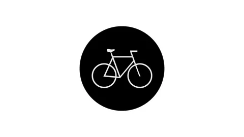 Bicycle icon black color simple shape circle animation white background Vidéo 279098013
