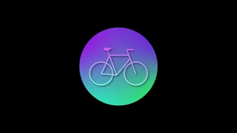 Bicycle icon colorful simple shape circle animation black background Vídeo Stock 279098023