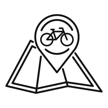 Bicycle icon inside location pin on folded paper map Stock Illustration