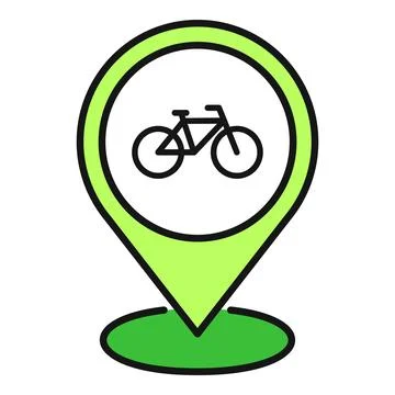 Bicycle icon on location map pin Illustrazione stock