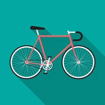 Bicycle icon with long shadow. Flat design style. Stock Illustration