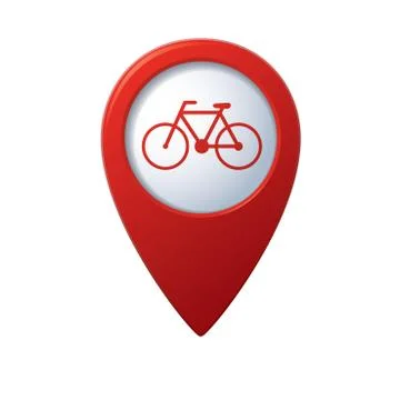 Bicycle icon on map pointer Stock Illustration