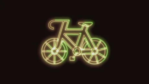 Bicycle Icon Neon Seamless Loop 4K (Black Background) Stock Footage 310357209