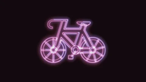 Bicycle Icon Neon Seamless Loop with Black Background 4K Video stock 311301020