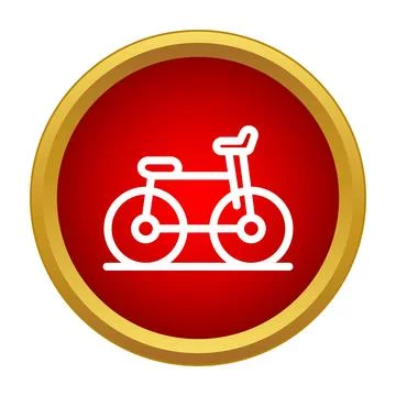 Bicycle icon in red circle with golden frame Stock Illustration