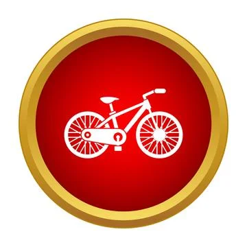 Bicycle icon in a red gold button Stock Illustration