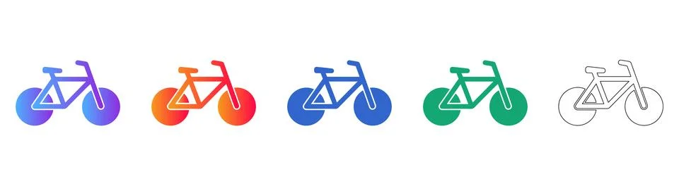 Bicycle Icon Set in Five Styles Illustrazione stock