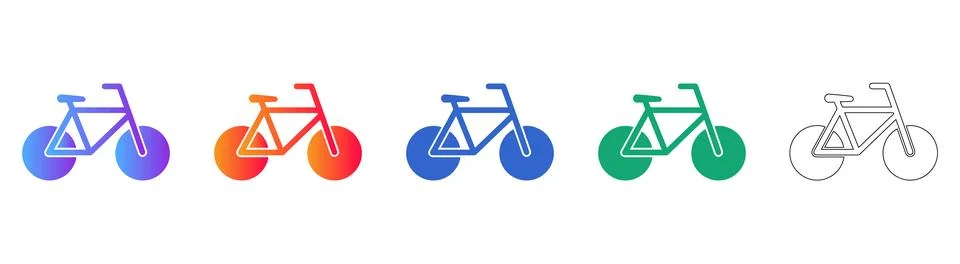 Bicycle Icon Set in Multiple Styles Stock Illustration