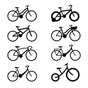 Bicycle icon set with shadow Stock Illustration