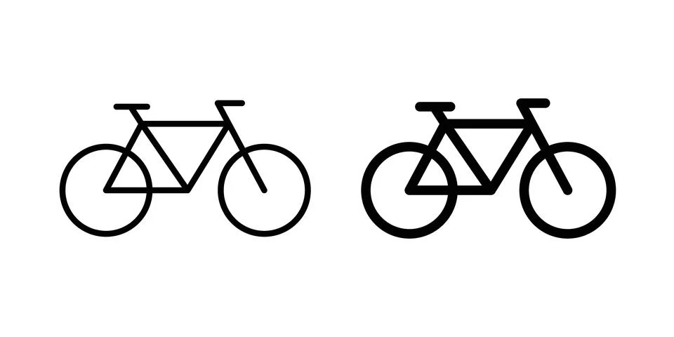Bicycle icon solid, line, and editable vector set. Stock Illustration