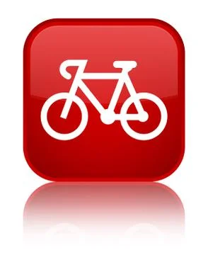 Bicycle icon special red square button Stock Illustration