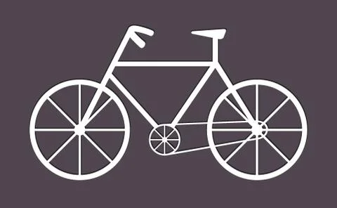 Bicycle Icon Vector. Flat simple white pictogram with shadow on dark backgrou Stock Illustration