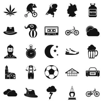 Bicycle icons set, simple style イラスト素材
