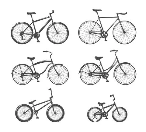 Bicycle Illustrations Set Stock Illustration