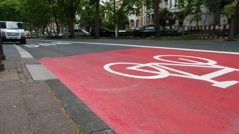 Bicycle lane and road users Stock Footage 134493476