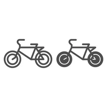 Bicycle line and solid icon, sport concept, bike sign on white background, retro 스톡 일러스트