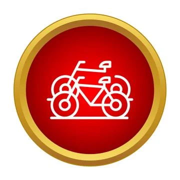 Bicycle line art icon in a red circle Illustrazione stock