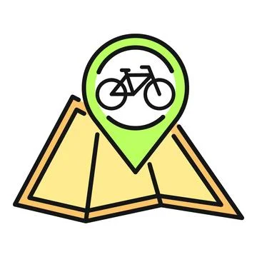 Bicycle location pin on map displaying cycling route Stock Illustration