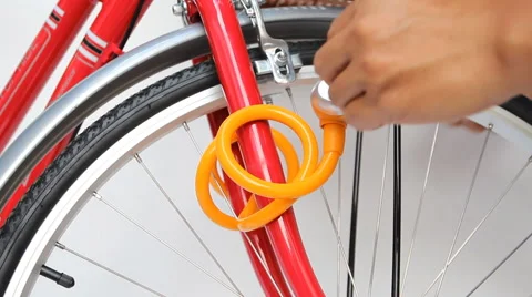 Bicycle lock anti-theft key Stock Footage 46843201