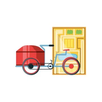 Bicycle for logistic service with map guide Stock Illustration