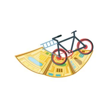 Bicycle for logistic service with map guide Stock Illustration