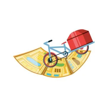 Bicycle for logistic service with map guide Stock Illustration
