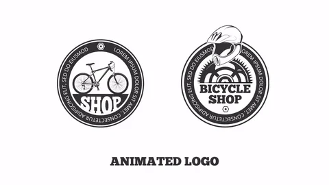 Bicycle logo animations in retro style Stock Footage 69079062