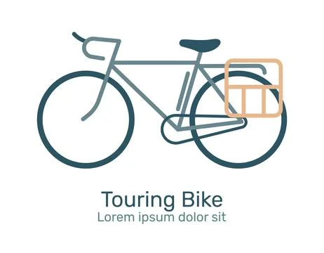 Bicycle logo, Design template linear minimal style, Touring Bike, Stock Illustration