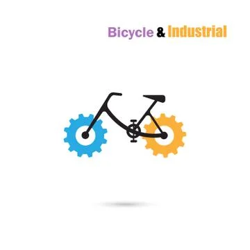 Bicycle Logo design vector icon and gear sign.Bicycle rider silhouette sign.B Stock-Illustration