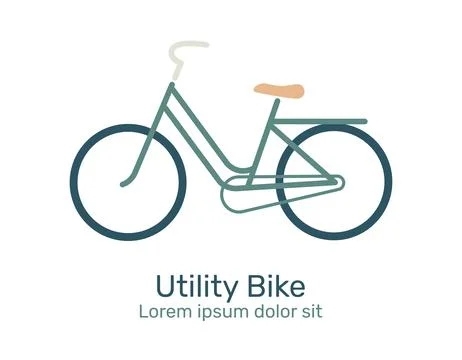 Bicycle logo, icon. Design template linear minimal style, Utility Bike, Stock Illustration