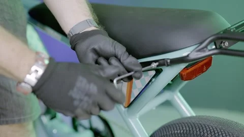 Bicycle Maintenance Assembling E-bike Rack With Tools Stock Footage 296345954