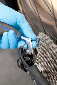 Bicycle maintenance Stock Photos