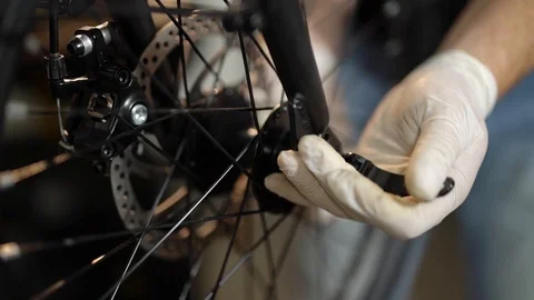 Bicycle maintenance service. Assembling a new bike 1 Stock Footage 112125165