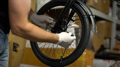 Bicycle maintenance service. Assembling a new bike 8 Stock Footage 112126418