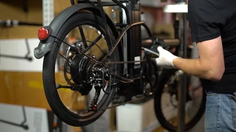 Bicycle maintenance service. Assembling a new bike 9 Stock Footage 112126466