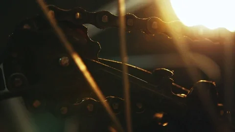 Bicycle mechanic work process in low key cinematic light Stock Footage 85400714